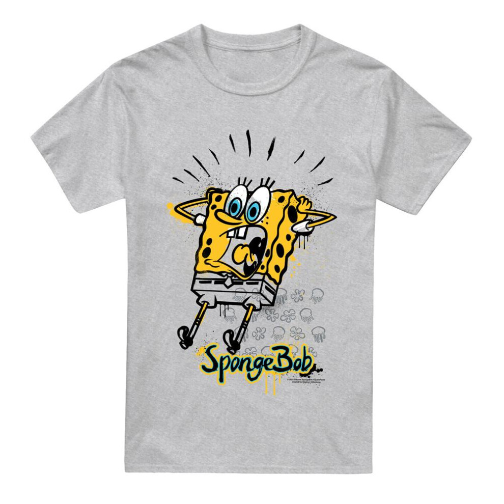 Spongebob Squarepants (3Xl, Sport Heather) Mens Shocking! T-Shirt Multicoloured