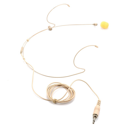 Adjustable Beige Double Earhook Capacitor Headset Mic Headworn Lockable Microphone 3.5mm Plug for Wireless 1