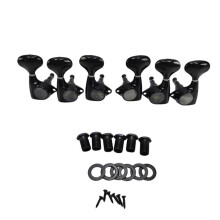 6 Pcs Small Fish-Tail Button Sealed-Gear String Tuning Pegs Tuners Machine Heads for Acoustic Electric Guitar Black