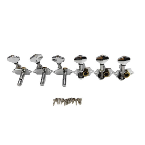 Vintage Open Gear String Tuners Tuning Pegs Nyckel för Akustisk Klassisk Gitarrtillbehör Silver 2