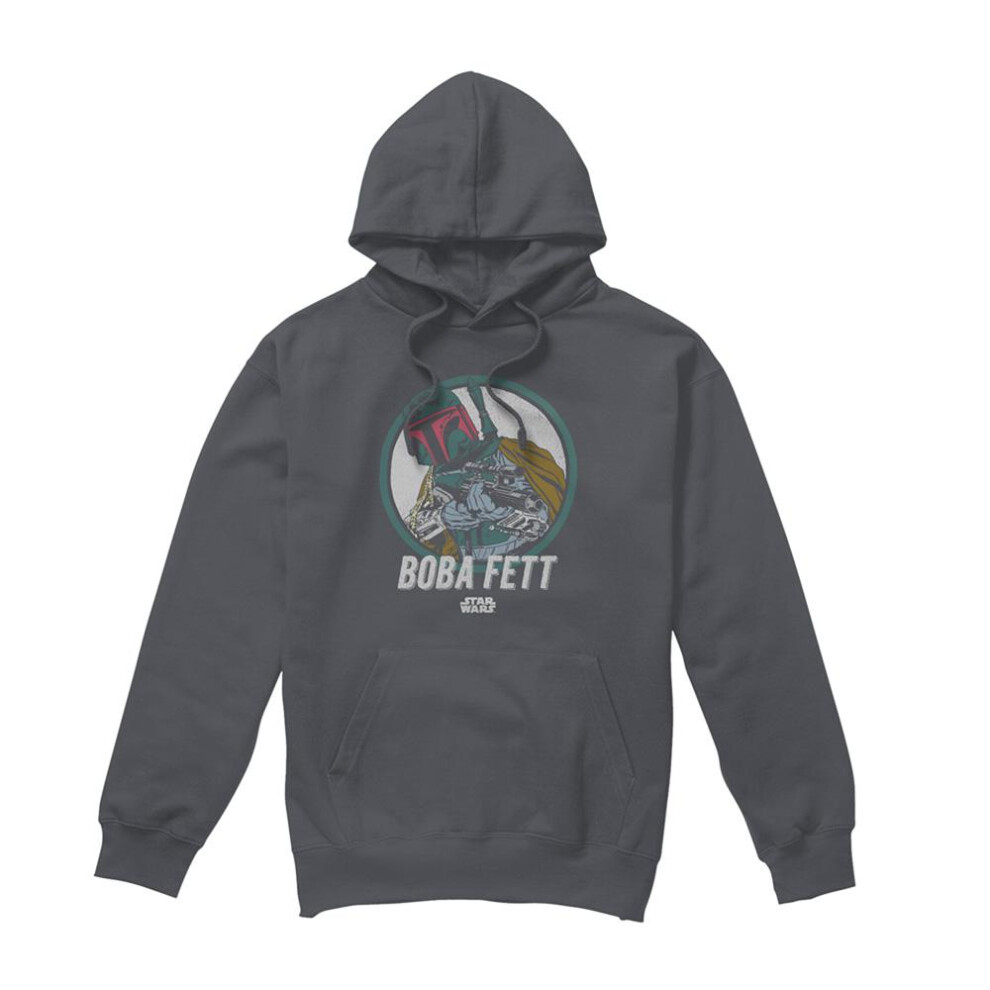 Star Wars (Xl, Charcoal) Unisex Adult Boba Retro Hoodie Multicoloured