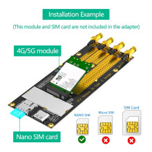 M.2(M.2) 3G/4G/5G-Modul Till Typ C /USB 3.0-Adapter med SIM-Kortplats för RM500Q/RM500U /GM800/ SIM8200-Modul