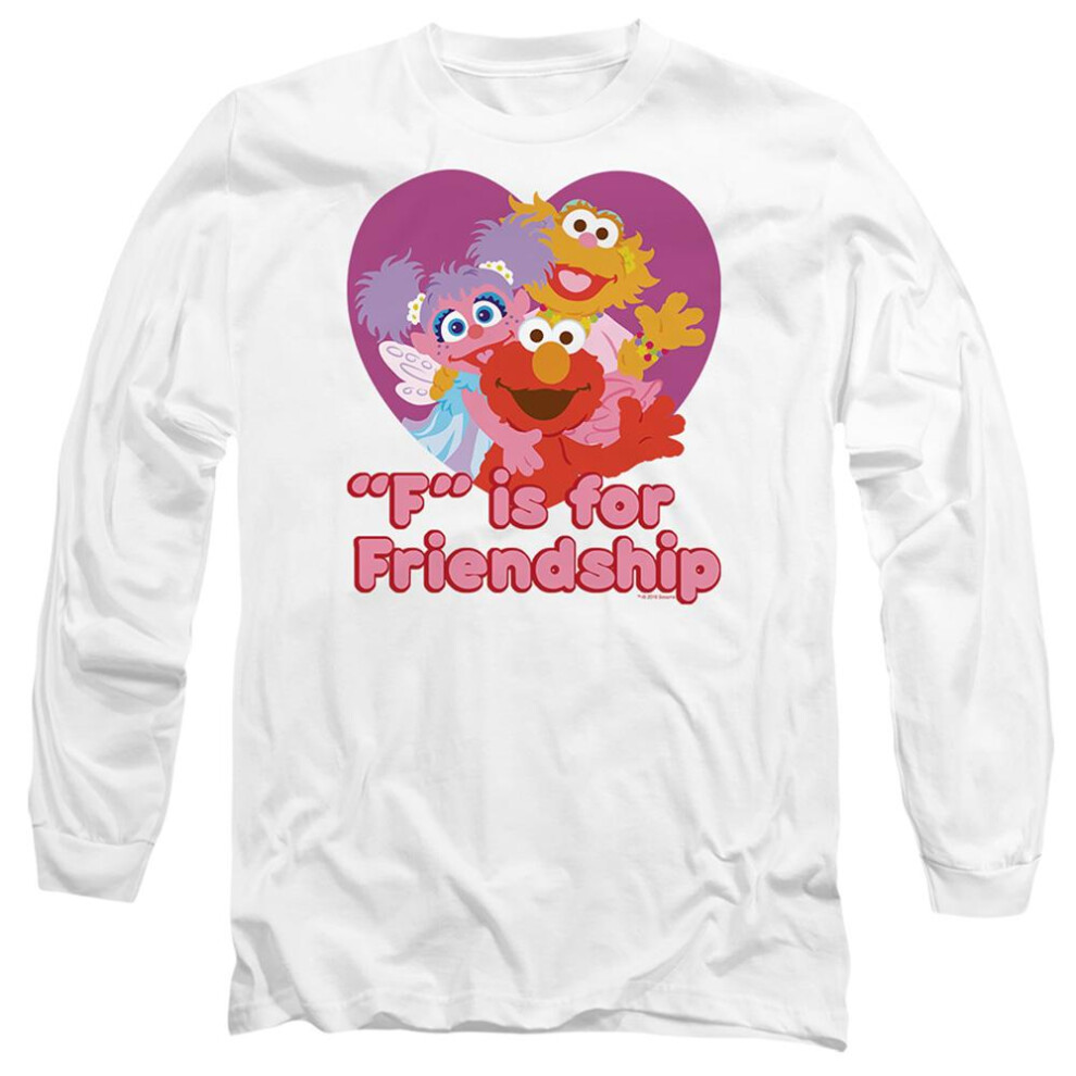Sesame Street (S, ) Unisex Adult F Is For Friendship Long-Sleeved T-Shirt White
