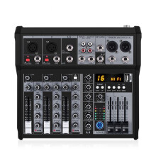 4 Channel Audio Mixer Sound Mixing Console Audio Interface USB Sound Card for Studio Stage DJ Home EU Plug