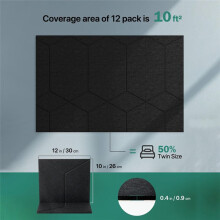 12 Pack Soundproof Wall Panels Self Adhesive, High Density Sound Proofing Panels for Home Studio, Living Room