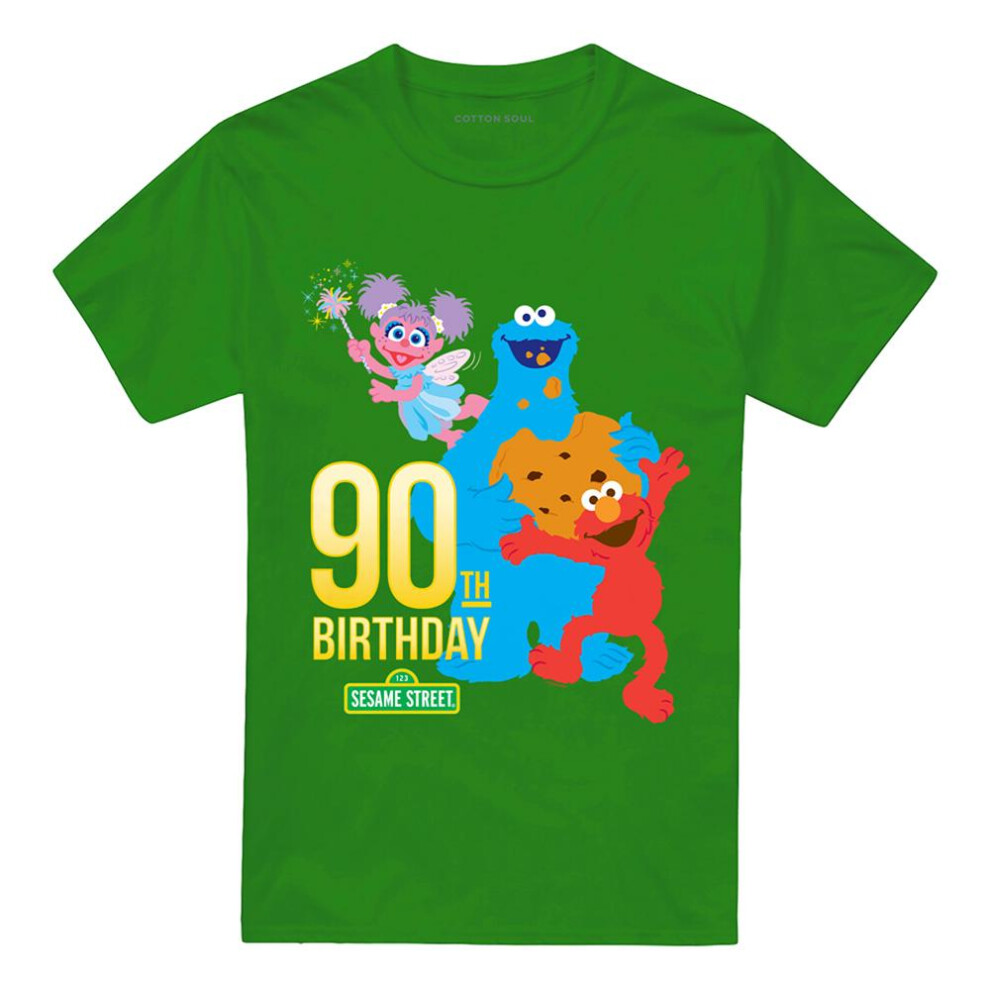 Sesame Street (Xxl, Kelly ) Unisex Adult 90Th T-Shirt Green