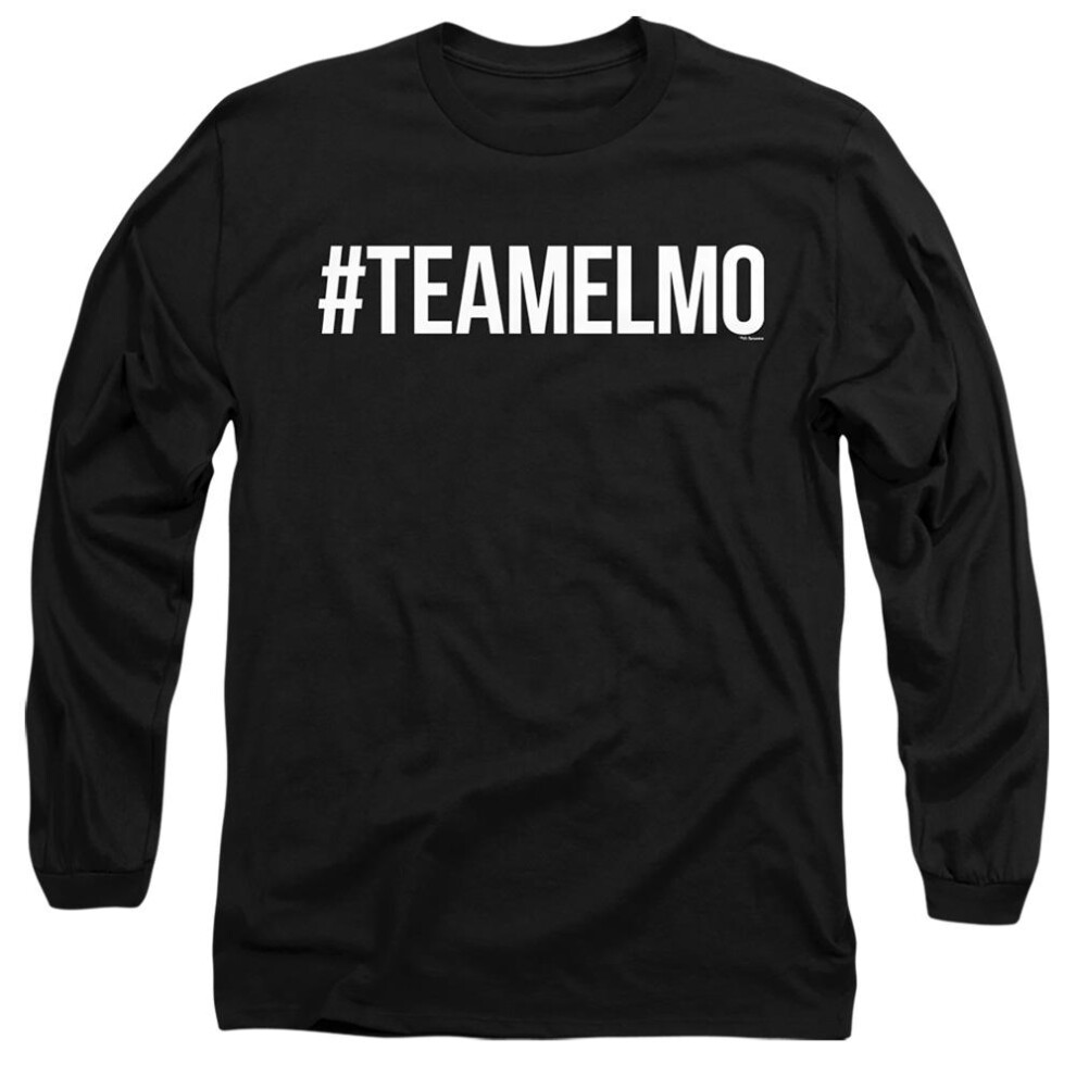 Sesame Street (Xxl, ) Unisex Adult Team Elmo Long-Sleeved T-Shirt Black