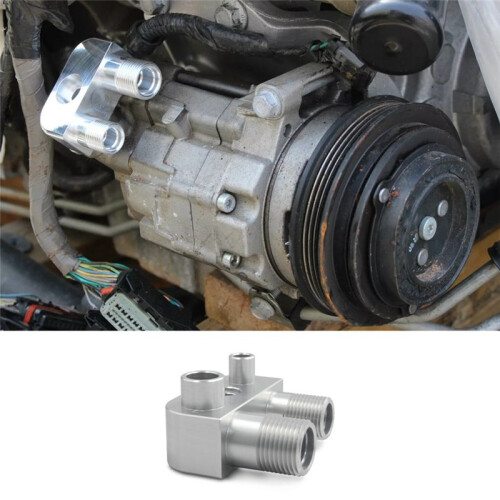 For LSX LS3 Engine Swap Conversion A/C  Compressor Adapter Fitting, AC Compressor Aluminum Adapter 2