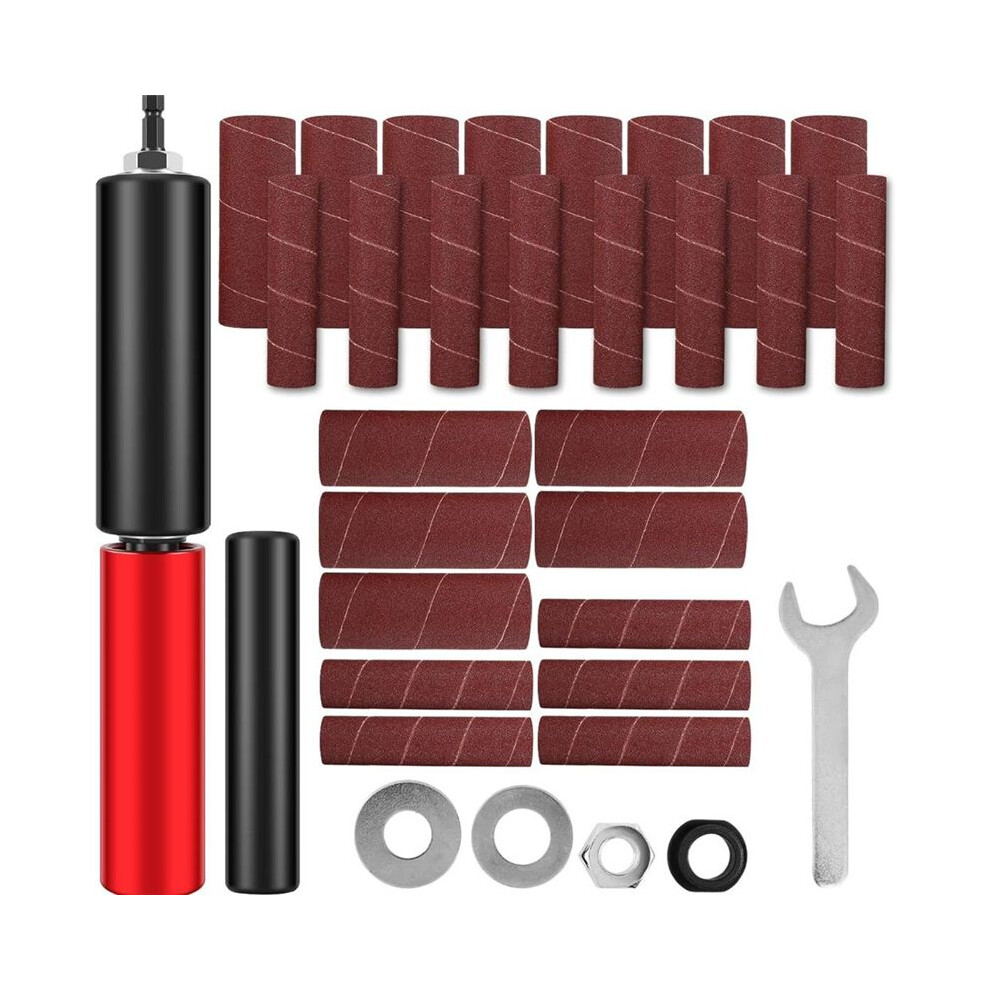 Drum Sander Set,Rubber Sanding Drum Spindle Sander Adapter With 120 Grit Sandpaper Drum, Power Drill Driven Drum Sander 6033963062505
