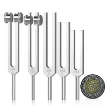 Tuning Forks for Healing Set 128Hz,136Hz,256Hz, 384Hz ,512HZ & Hockey Puck Activator for Healing,Sound Therapy,Keep Body