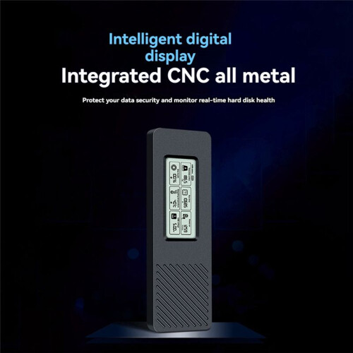 Caixa de Disco Rígido M.2 NVME/NGFF  Dual Protocol SSD Enclosure NVME  para USB3.2 Intelligent Digital Display M.2 Case 2