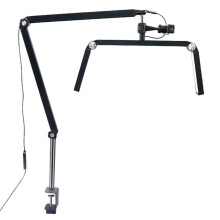26-Inch Three-Lamp Desktop Lamp 30W Folding Cantilever Half-Moon Lamp with Desktop Clamp and Remote Control EU Plug