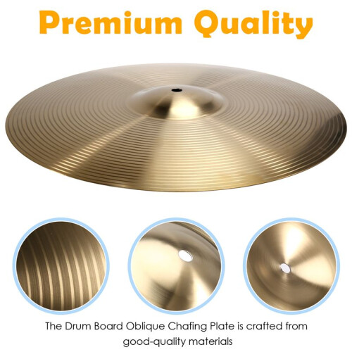 Placa de Atrito Oblíqua para Percussão, Kit de Bateria Musical, Peça de Limpeza, Acessórios para Bateria, 16 Polegadas 2