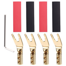 4 Stuks Pure Koperen Y Spade Connector Plug, Vork Connectors Plug, Luidspreker Kabel Connector Plug