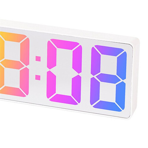 LED Large-Character Electronic Clock Bedside Alarm Clock Colorful Large-Screen Clock White 1