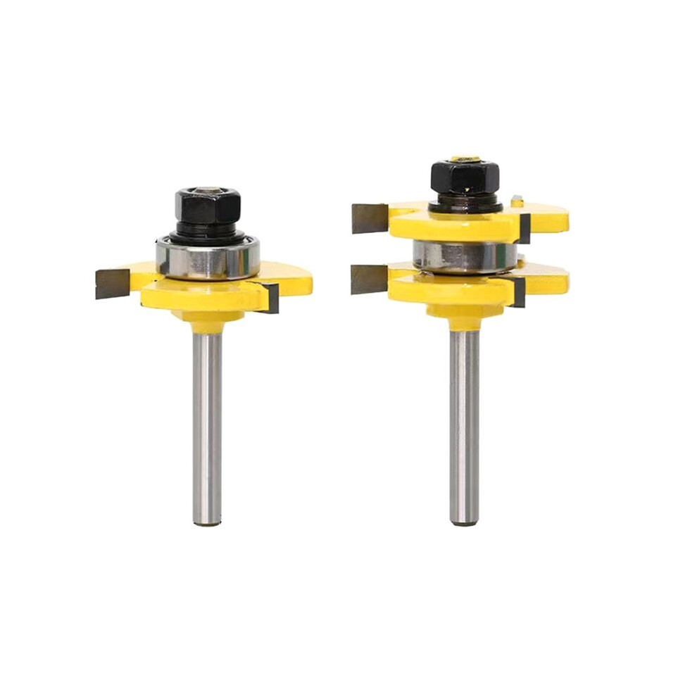 2Pcs 1/4Inch Shank Cutter 3-Tooth Tongue & Joint Assemble Router Bits T-Slot Milling Cutter For Wood Milling 6034227939731