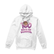 (L, White) Dora The Explorer Unisex Adult 100 Days Hoodie
