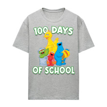(S, Athletic Heather) Sesame Street Womens/Ladies 100 Days Of School T-Shirt