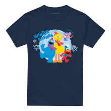 (5XL, Navy) Sesame Street Unisex Adult Winter Wishes T-Shirt