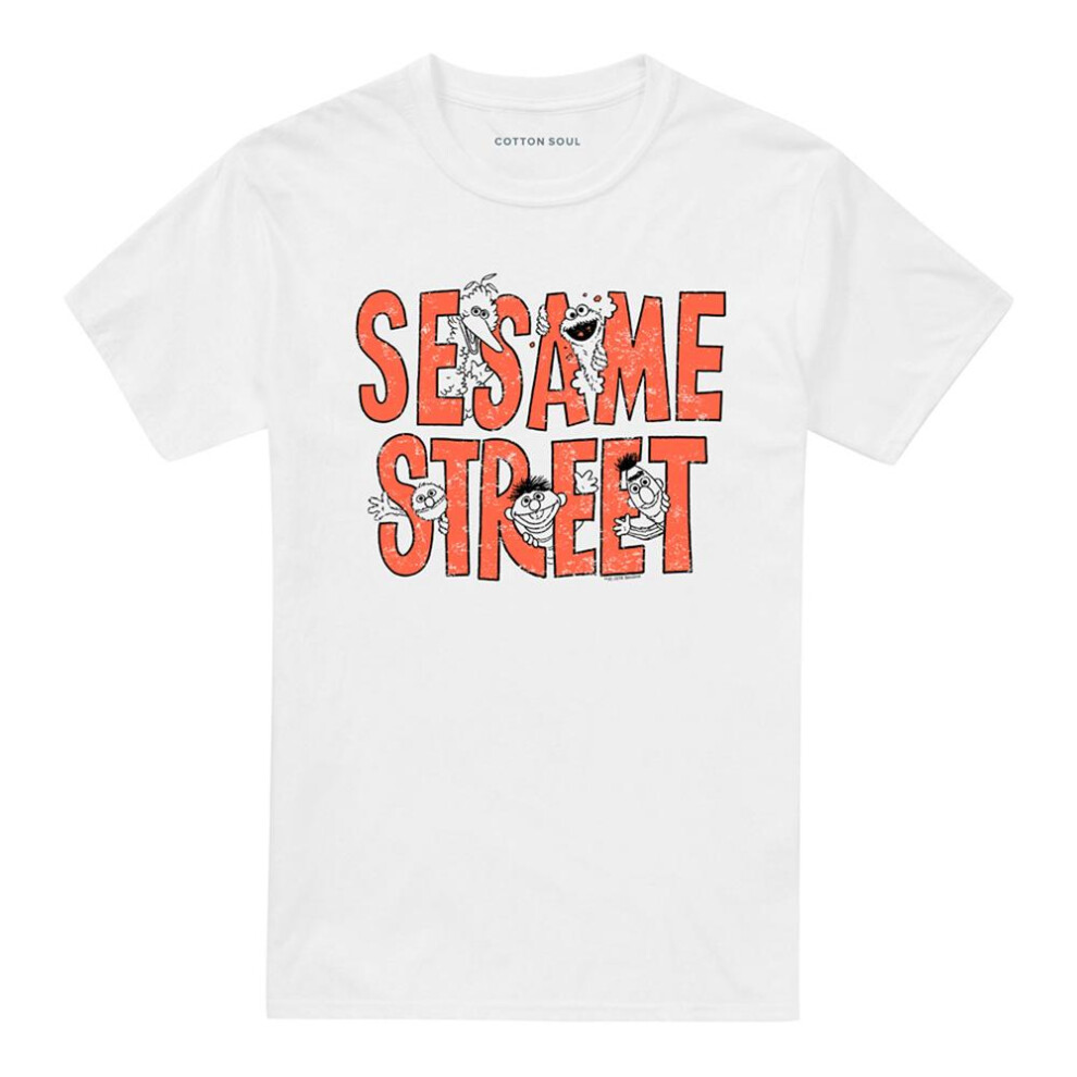 Sesame Street (3Xl, ) Unisex Adult Letters T-Shirt White