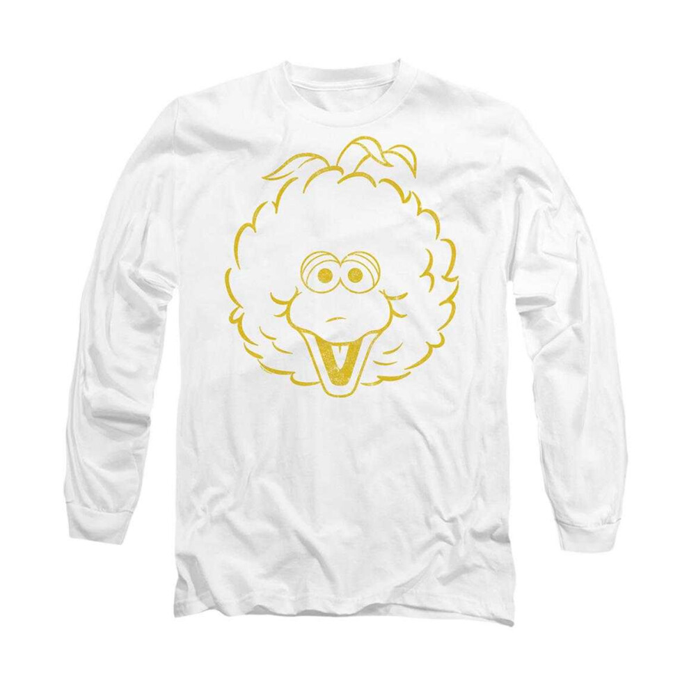 Sesame Street (L, White) Unisex Adult Big Bird Mono Long-Sleeved T-Shirt