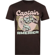 (XL, Dark Chocolate Brown) Captain America Mens 70's T-Shirt