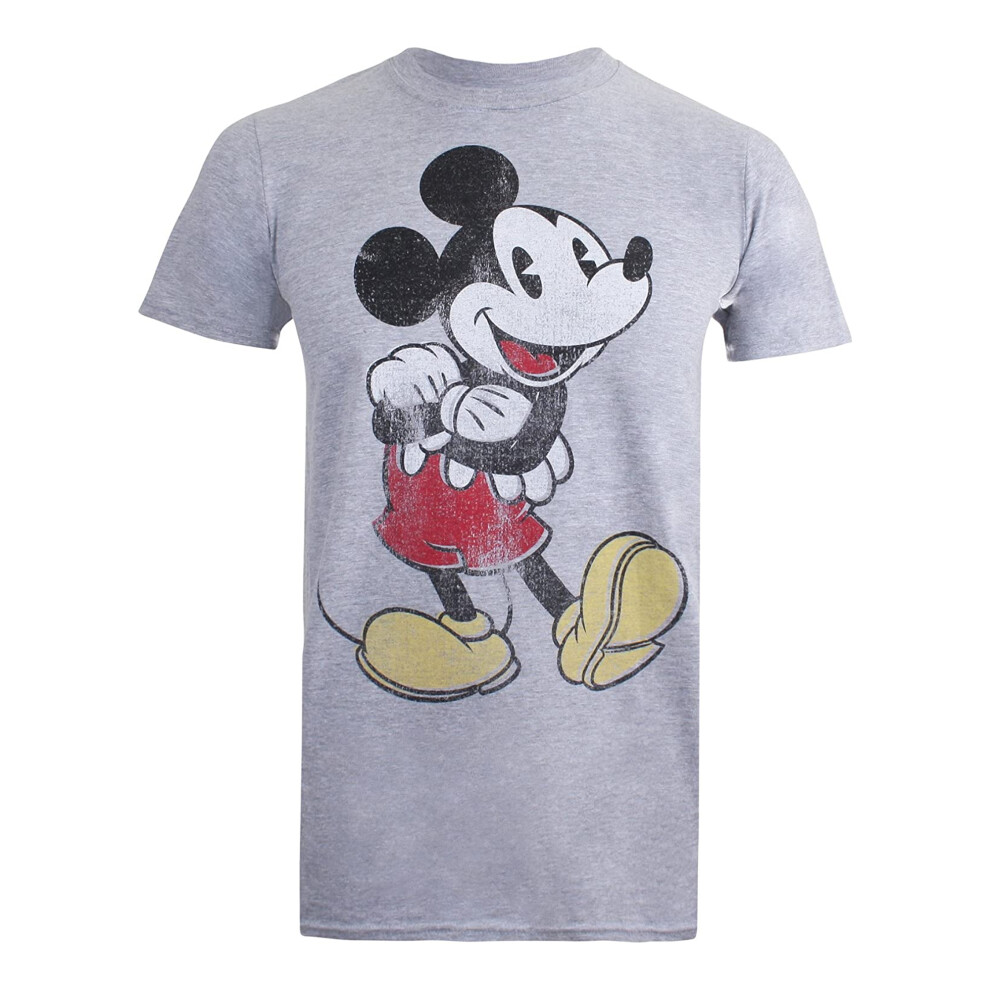 Disney (Xl, Sports Grey) Mens Mickey Mouse Vintage Heather T-Shirt
