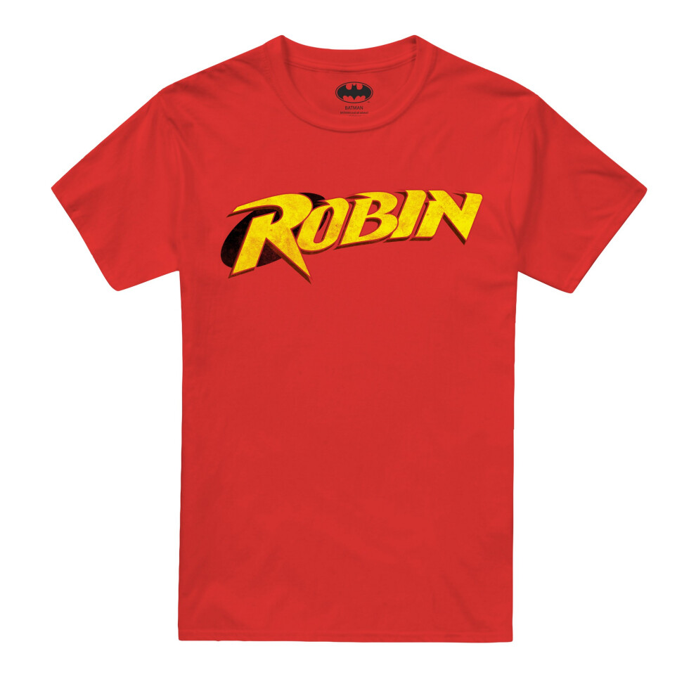 Batman (S, ) Mens Robin Retro Logo T-Shirt Red