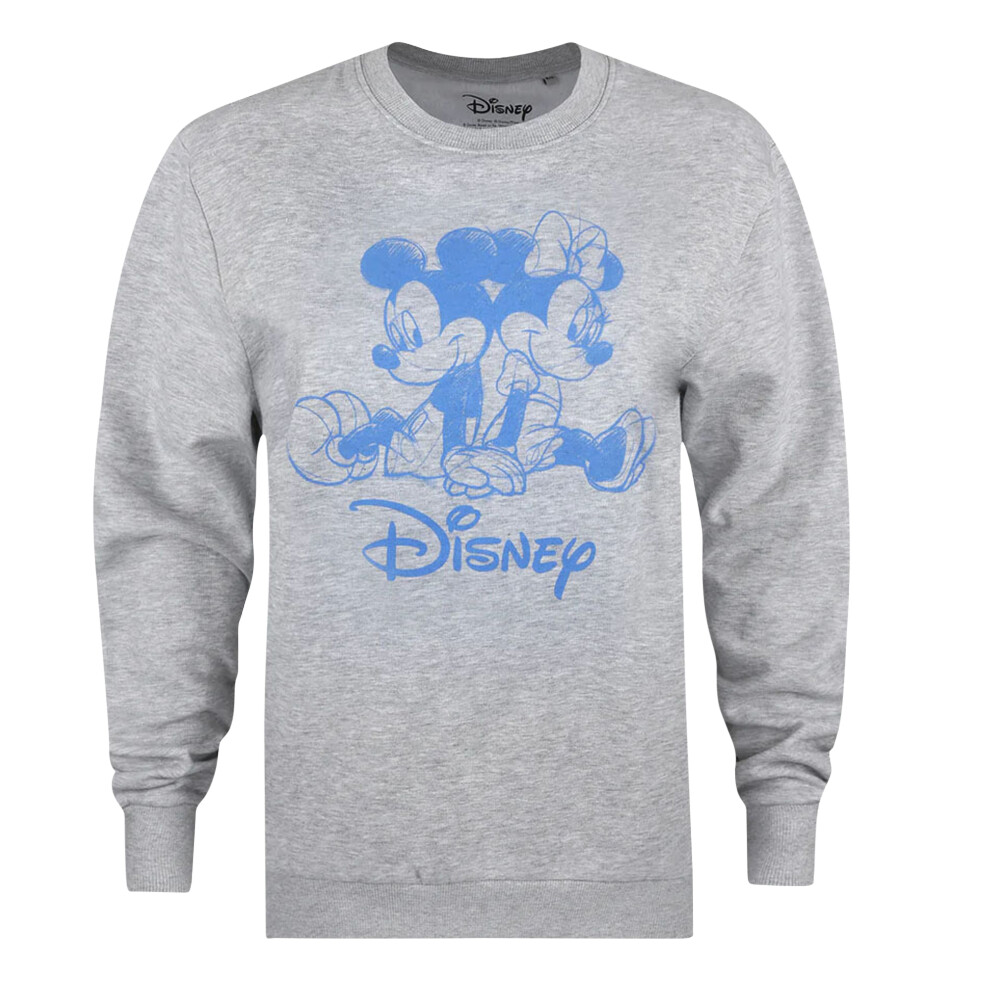 Disney (M, Heather) Womens/Ladies Mickey & Minnie Mouse Sketch Sweatshirt Grey