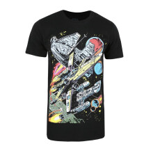 (S, Black) Star Wars Mens Falcon Battle T-Shirt