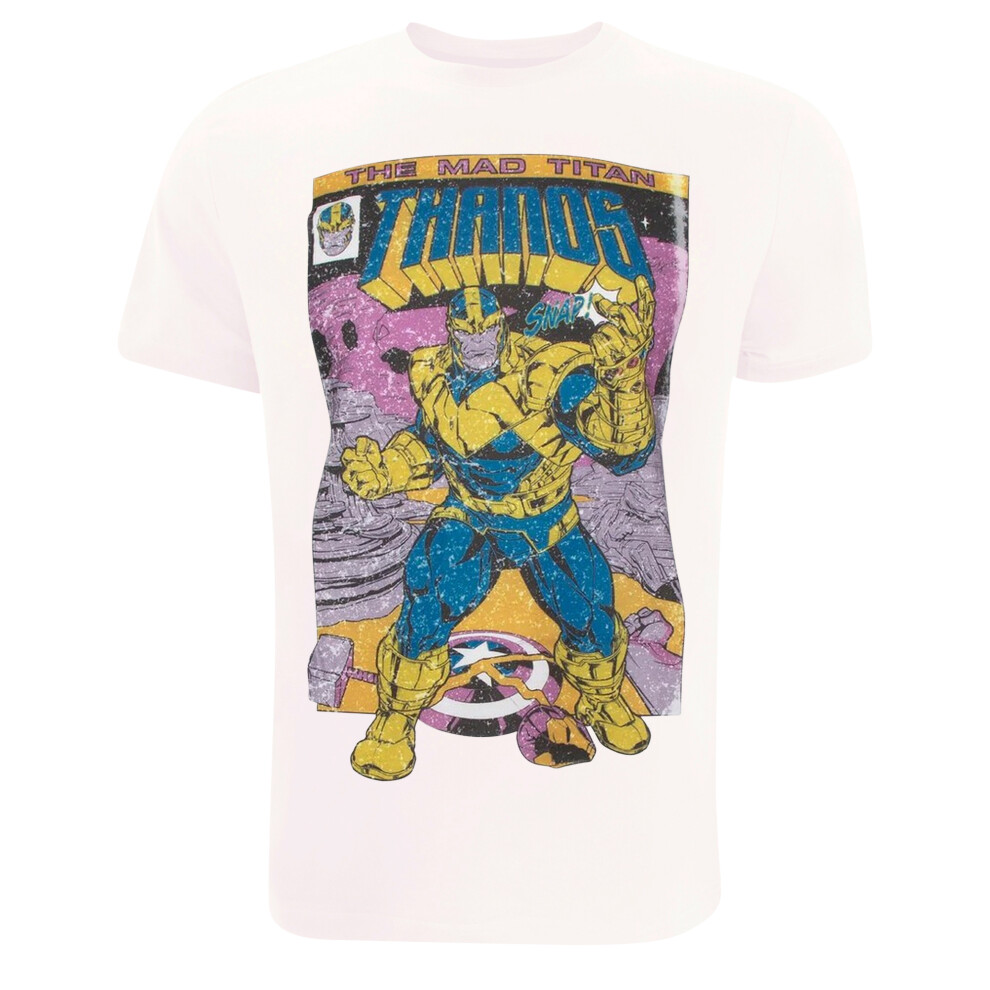 Marvel (M, White/Yellow/Purple) Mens Snap Thanos T-Shirt