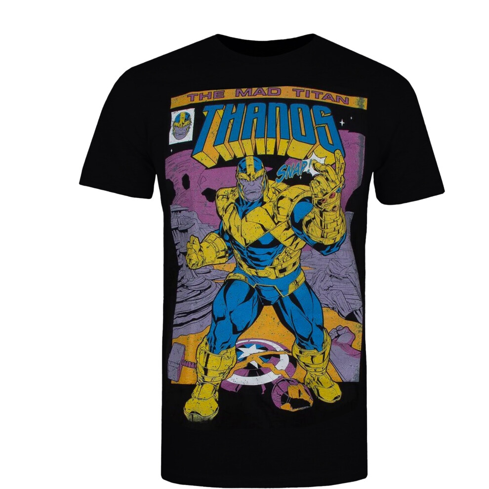 Marvel (M, Black/Yellow/Purple) Mens Snap Thanos T-Shirt
