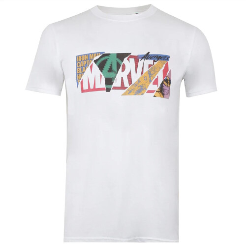 Marvel (M, White) Marvel Mens Scrapbook Logo T-Shirt