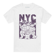 (S, White) Teenage Mutant Ninja Turtles Unisex Adult NYC Turtles T-Shirt