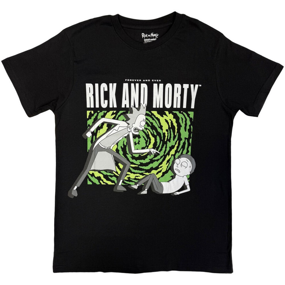 Rick And Morty (Xl, ) Unisex Adult Vortex T-Shirt Black