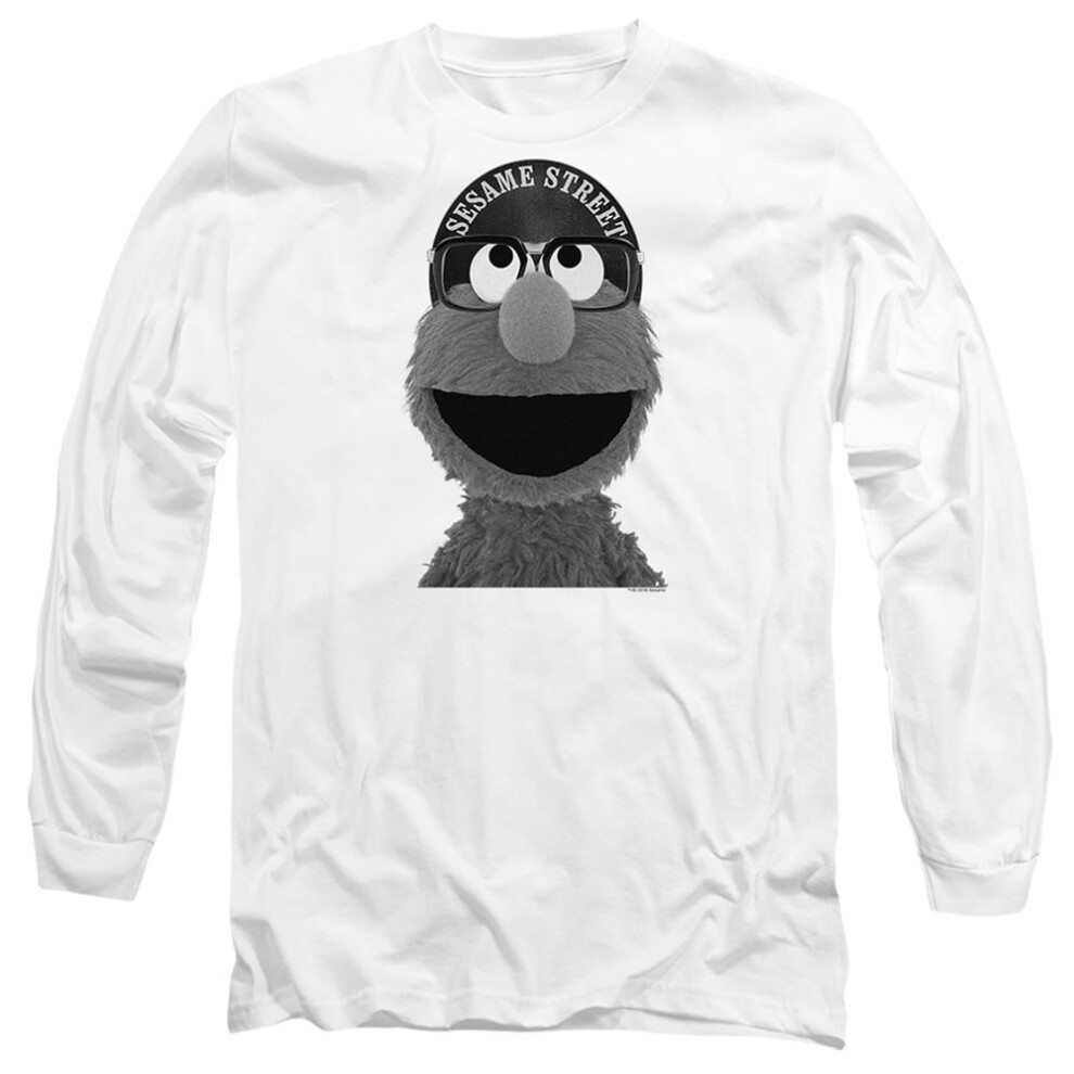 Sesame Street (Xxl, ) Unisex Adult Lee Elmo Long-Sleeved T-Shirt White
