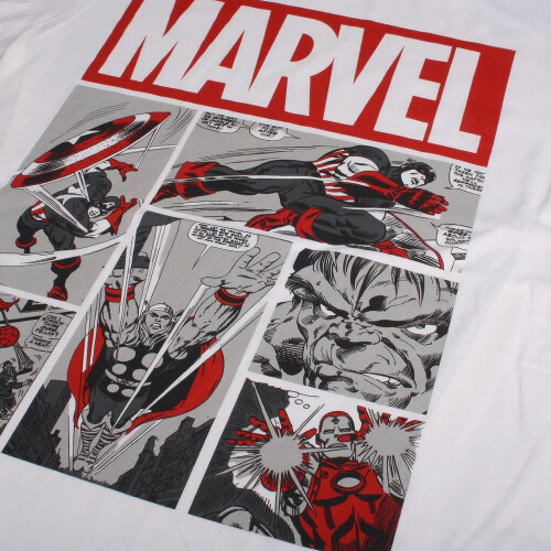 Marvel (L, White/Red) Marvel Mens Heroes Comic T-Shirt 2