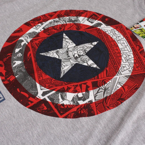 Captain America (M, Grey/Red/Navy) Captain America Mens Shield T-Shirt 2