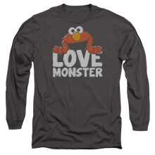 (XL, Charcoal) Sesame Street Unisex Adult Love Monster Long-Sleeved T-Shirt