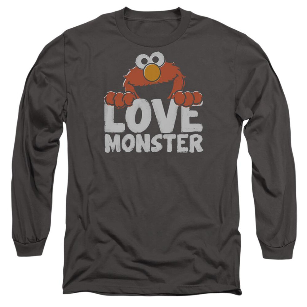 Sesame Street (Xxl, Charcoal) Unisex Adult Love Monster Long-Sleeved T-Shirt Multicoloured
