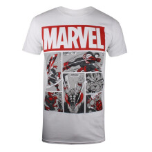 (XXL, White/Red) Marvel Mens Heroes Comic T-Shirt
