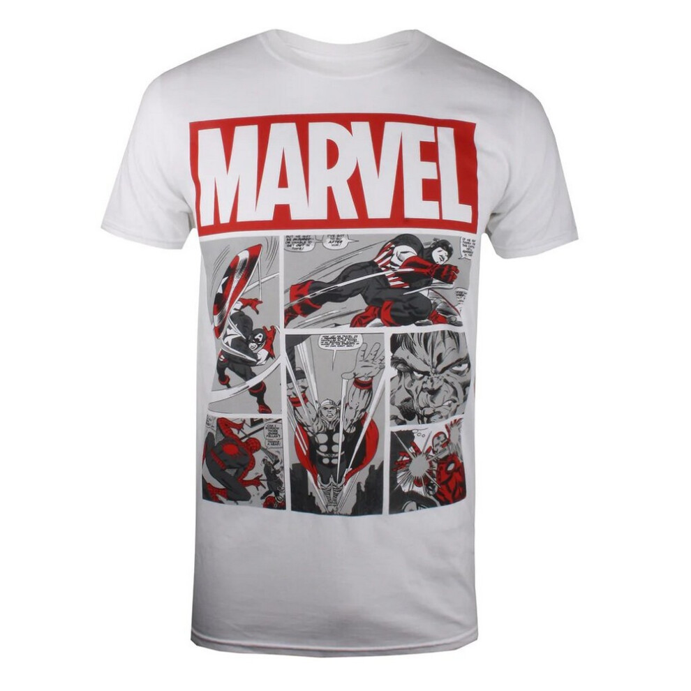Marvel (Xxl, White/Red) Mens Heroes Comic T-Shirt