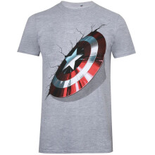 (S, Grey) Captain America Mens 3D Heather T-Shirt