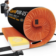 CYMULA CertiPUR-US Geheugen Schuim Campingmat, Draagbare Schuimmat voor Kamperen, Opgerolde Oranje Eenpersoonsmat