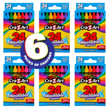 Cra-Z-Art Crayones Lavables, Paquete Económico, 24 Unidades, 6 Paquetes de Crayones