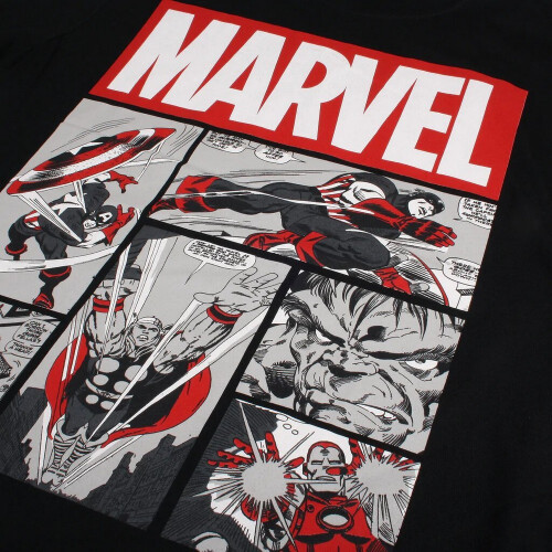 Marvel (S, Black/Red/White) Marvel Mens Heroes Comic T-Shirt 2