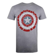 (S, Sports Grey) Captain America Mens Shattered Logo Marl T-Shirt
