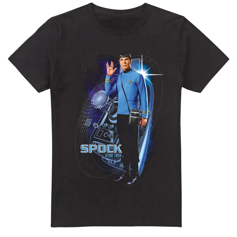 Star Trek (M, ) Unisex Adult Spock Galactic T-Shirt Black