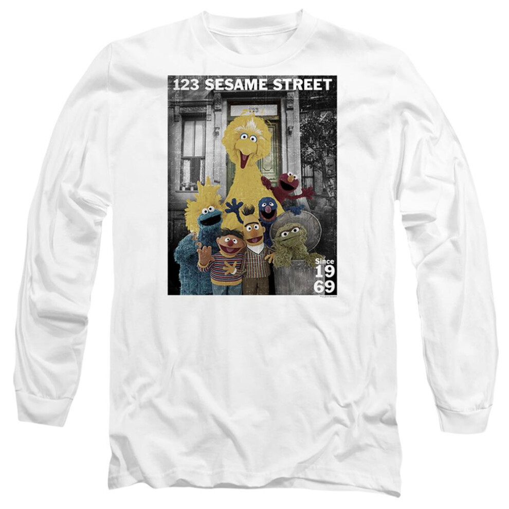 Sesame Street (Xl, ) Unisex Adult Best Address Long-Sleeved T-Shirt White