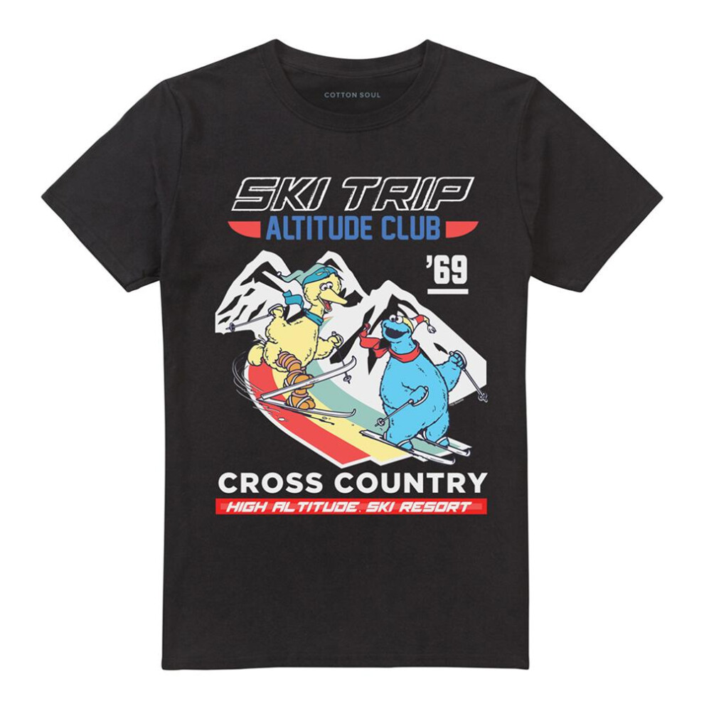 Sesame Street (5Xl, Black) Unisex Adult Apres Ski Big Bird & Cookie Monster T-Shirt
